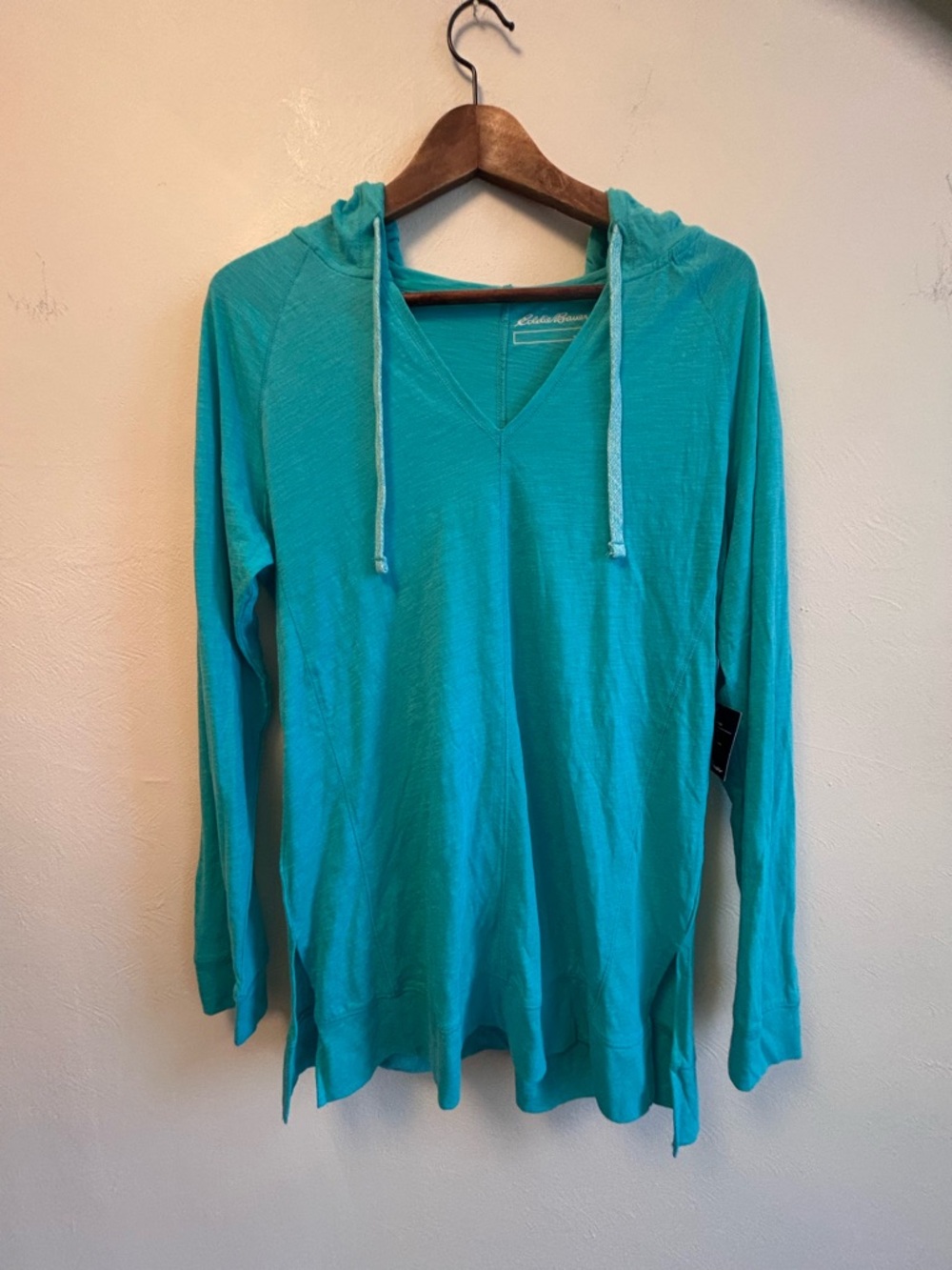 Eddie Bauer Tryout Knit Hoodie – Turquoise FreeDry Lightweight Pullover (NWT)